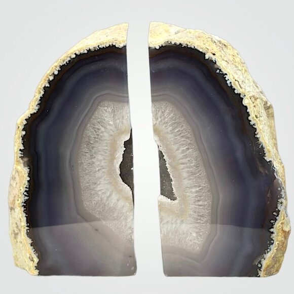 Geode Center, Unique Bookends, Crystal Druzy, Authentic Agate, Bookshelf Decor, - Picture 4 of 13